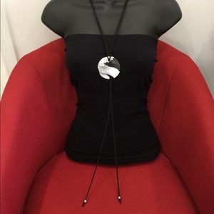 HAND PAINTED PENDANT & LARIAT CORD NECKLACE